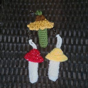 Crochet Chapstick Holder Keychain- Mushroom & Flower